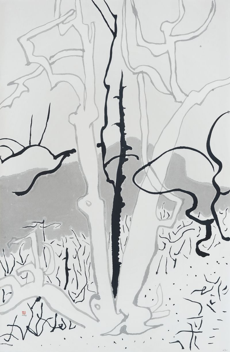 장병언, structure landscape 091, ink_on_paper, painting, 2026
